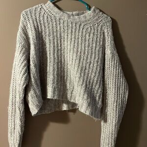 A cropped grey long sleeve sweater from American eagle